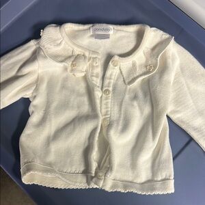 Cream Sweater with Peter Pan Collar and Ruffle Details